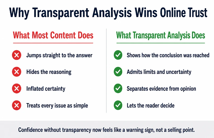 What Readers Want From Transparent Online Analysis